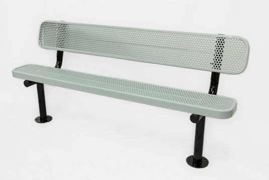 All-Climate Punched Steel Park Bench with Surface Mount Frame - Coated Outdoor Furniture