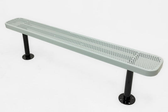 All-Climate Punched Steel Park Bench with Surface Mount Frame - Coated Outdoor Furniture