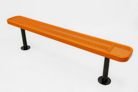 All-Climate Punched Steel Park Bench with Surface Mount Frame - Coated Outdoor Furniture