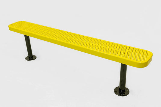 All-Climate Punched Steel Park Bench with Surface Mount Frame - Coated Outdoor Furniture