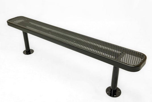 All-Climate Punched Steel Park Bench with Surface Mount Frame - Coated Outdoor Furniture