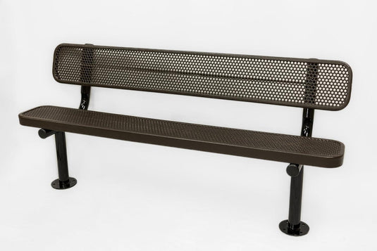 All-Climate Punched Steel Park Bench with Surface Mount Frame - Coated Outdoor Furniture