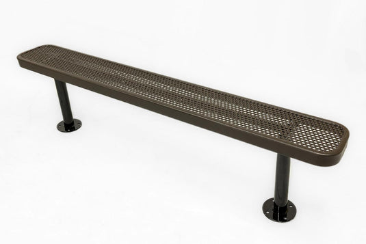 All-Climate Punched Steel Park Bench with Surface Mount Frame - Coated Outdoor Furniture