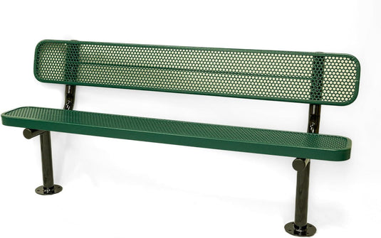 All-Climate Punched Steel Park Bench with Surface Mount Frame - Coated Outdoor Furniture