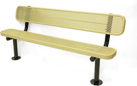 All-Climate Punched Steel Park Bench with Surface Mount Frame - Coated Outdoor Furniture