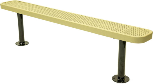 All-Climate Punched Steel Park Bench with Surface Mount Frame - Coated Outdoor Furniture