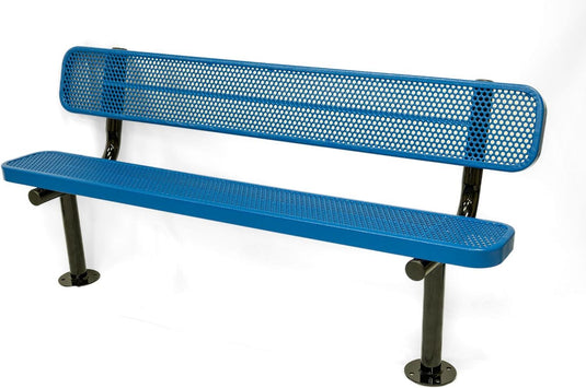 All-Climate Punched Steel Park Bench with Surface Mount Frame - Coated Outdoor Furniture