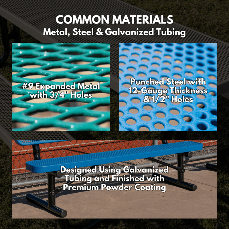 Load image into Gallery viewer, All-Climate Punched Steel Park Bench with Surface Mount Frame - Coated Outdoor Furniture
