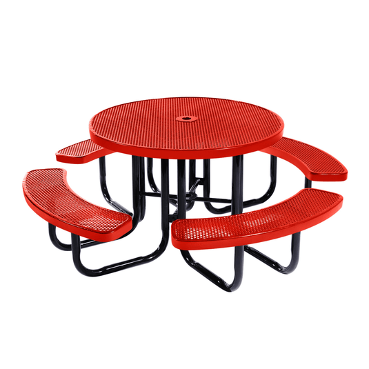 All-Weather Round Metal Outdoor Picnic Tables - Coated Outdoor Furniture