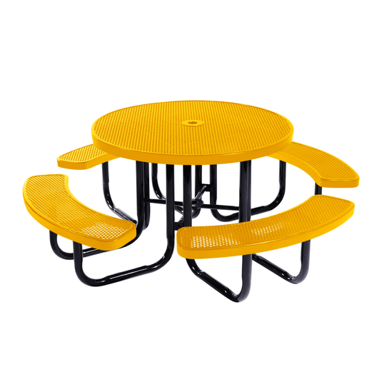 All-Weather Round Metal Outdoor Picnic Tables - Coated Outdoor Furniture