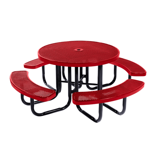 All-Weather Round Metal Outdoor Picnic Tables - Coated Outdoor Furniture