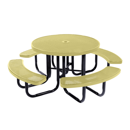 All-Weather Round Metal Outdoor Picnic Tables - Coated Outdoor Furniture