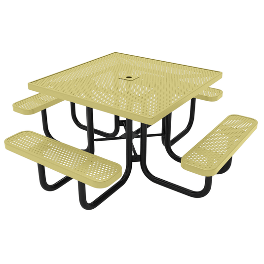 All-Weather Square Metal Outdoor Picnic Tables - Coated Outdoor Furniture