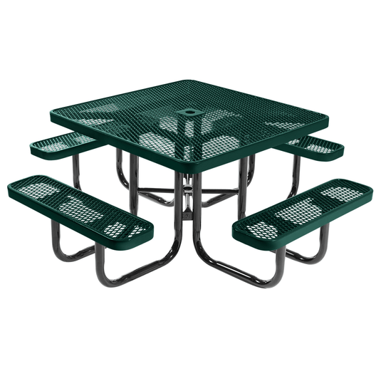 All-Weather Square Metal Outdoor Picnic Tables - Coated Outdoor Furniture