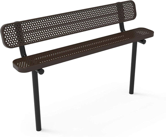 Durable Punched Steel Park Bench with Inground Mount Frame - Coated Outdoor Furniture