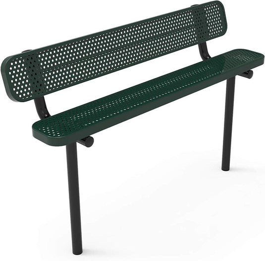 Durable Punched Steel Park Bench with Inground Mount Frame - Coated Outdoor Furniture