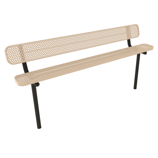 Durable Punched Steel Park Bench with Inground Mount Frame - Coated Outdoor Furniture