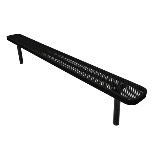 Durable Punched Steel Park Bench with Inground Mount Frame - Coated Outdoor Furniture