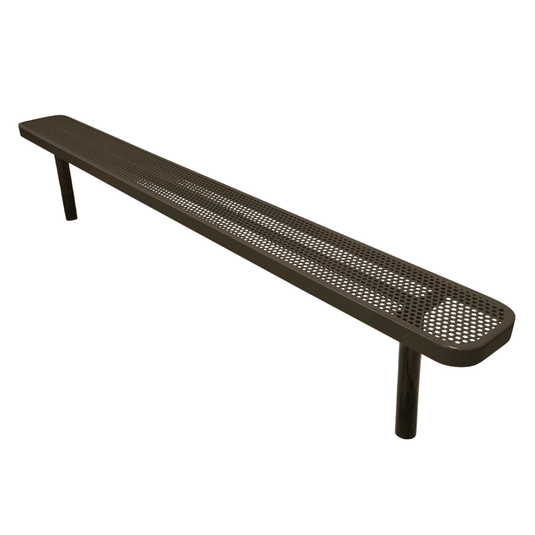 Durable Punched Steel Park Bench with Inground Mount Frame - Coated Outdoor Furniture