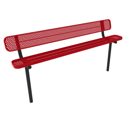 Durable Punched Steel Park Bench with Inground Mount Frame - Coated Outdoor Furniture