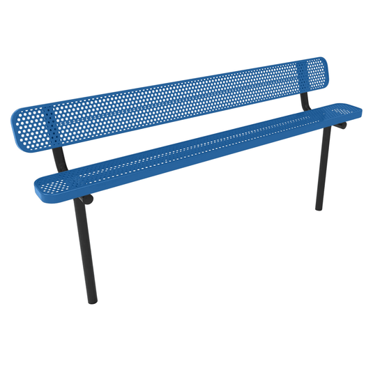 Durable Punched Steel Park Bench with Inground Mount Frame - Coated Outdoor Furniture