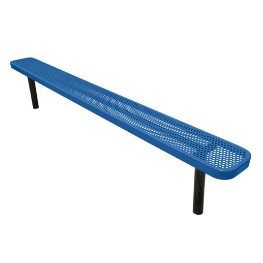 Durable Punched Steel Park Bench with Inground Mount Frame - Coated Outdoor Furniture