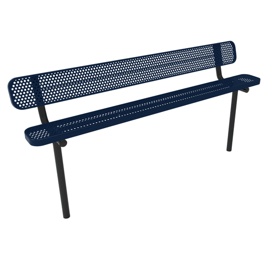 Durable Punched Steel Park Bench with Inground Mount Frame - Coated Outdoor Furniture