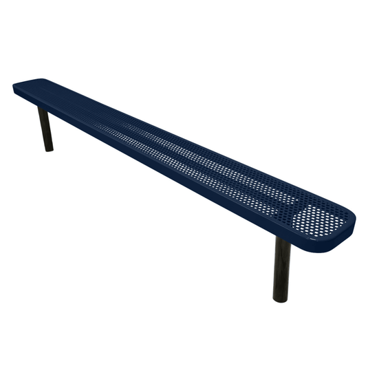 Durable Punched Steel Park Bench with Inground Mount Frame - Coated Outdoor Furniture