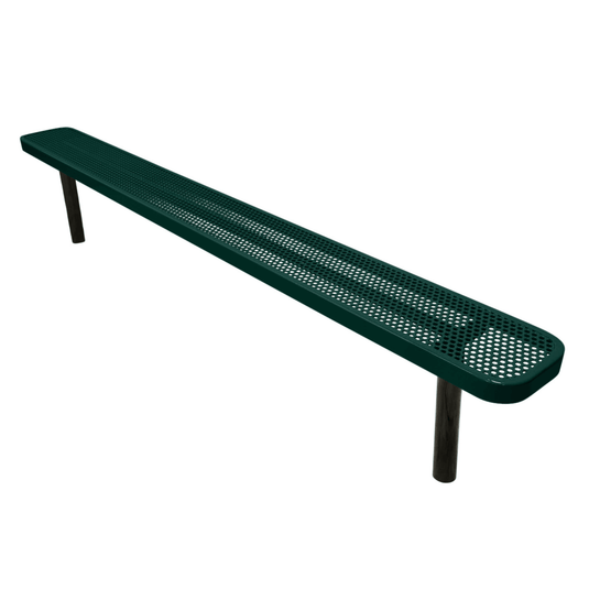 Durable Punched Steel Park Bench with Inground Mount Frame - Coated Outdoor Furniture