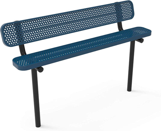 Durable Punched Steel Park Bench with Inground Mount Frame - Coated Outdoor Furniture