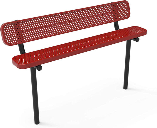 Durable Punched Steel Park Bench with Inground Mount Frame - Coated Outdoor Furniture