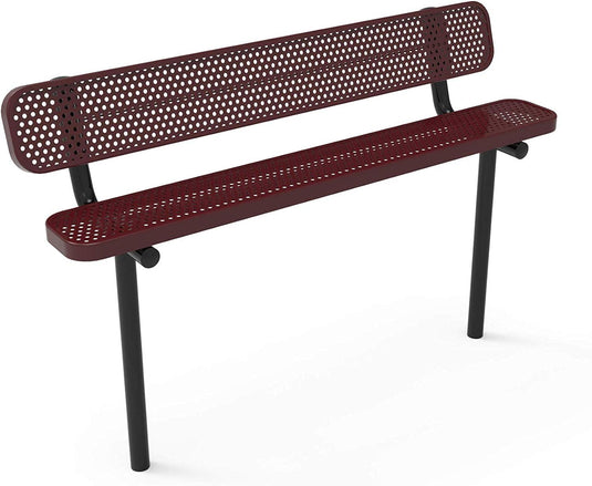 Durable Punched Steel Park Bench with Inground Mount Frame - Coated Outdoor Furniture