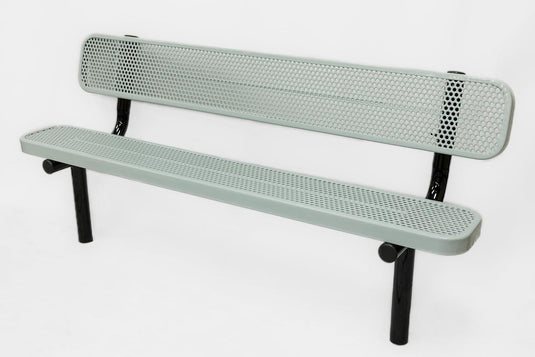 Durable Punched Steel Park Bench with Inground Mount Frame - Coated Outdoor Furniture