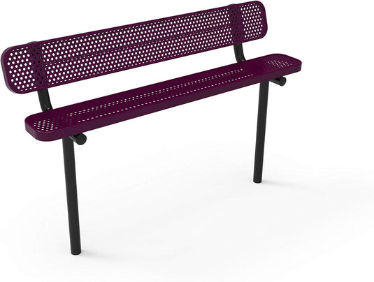 Durable Punched Steel Park Bench with Inground Mount Frame - Coated Outdoor Furniture