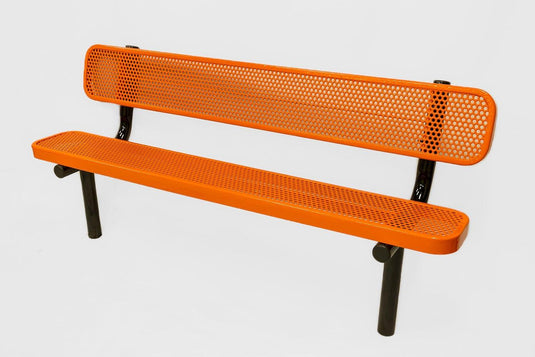 Durable Punched Steel Park Bench with Inground Mount Frame - Coated Outdoor Furniture