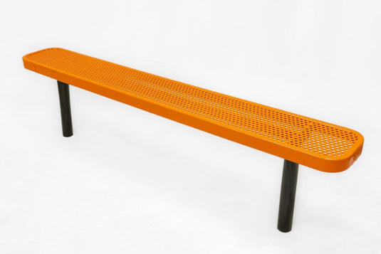 Durable Punched Steel Park Bench with Inground Mount Frame - Coated Outdoor Furniture