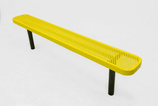 Durable Punched Steel Park Bench with Inground Mount Frame - Coated Outdoor Furniture