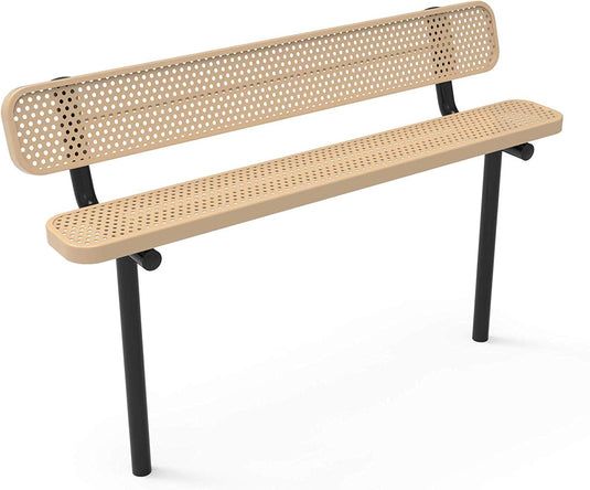 Durable Punched Steel Park Bench with Inground Mount Frame - Coated Outdoor Furniture