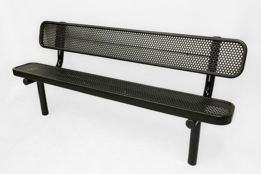 Durable Punched Steel Park Bench with Inground Mount Frame - Coated Outdoor Furniture