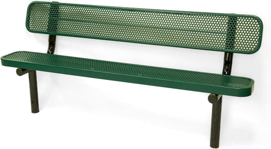 Durable Punched Steel Park Bench with Inground Mount Frame - Coated Outdoor Furniture