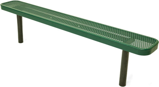 Durable Punched Steel Park Bench with Inground Mount Frame - Coated Outdoor Furniture