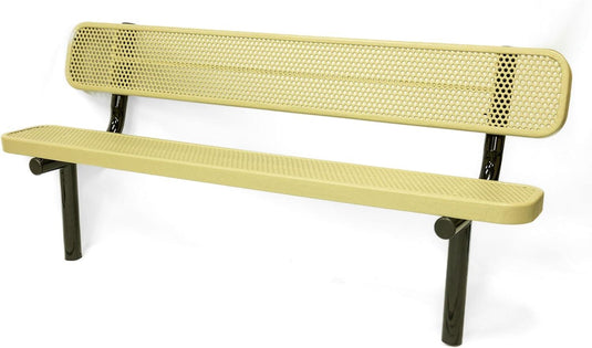 Durable Punched Steel Park Bench with Inground Mount Frame - Coated Outdoor Furniture