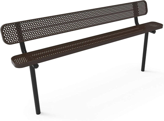 Durable Punched Steel Park Bench with Inground Mount Frame - Coated Outdoor Furniture