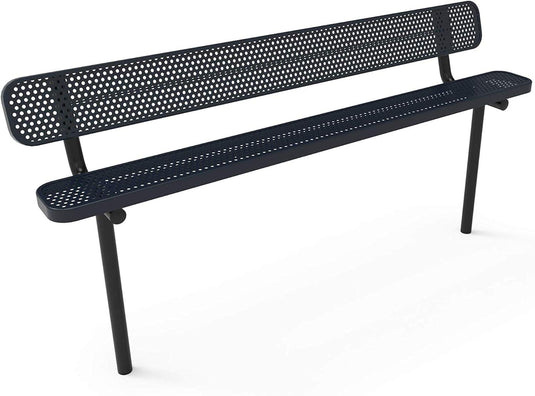 Durable Punched Steel Park Bench with Inground Mount Frame - Coated Outdoor Furniture