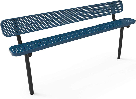 Durable Punched Steel Park Bench with Inground Mount Frame - Coated Outdoor Furniture