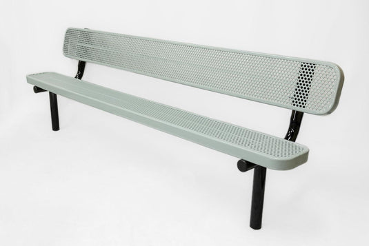 Durable Punched Steel Park Bench with Inground Mount Frame - Coated Outdoor Furniture