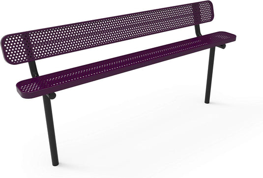 Durable Punched Steel Park Bench with Inground Mount Frame - Coated Outdoor Furniture