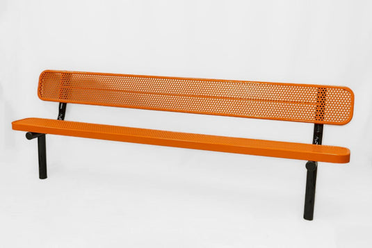 Durable Punched Steel Park Bench with Inground Mount Frame - Coated Outdoor Furniture