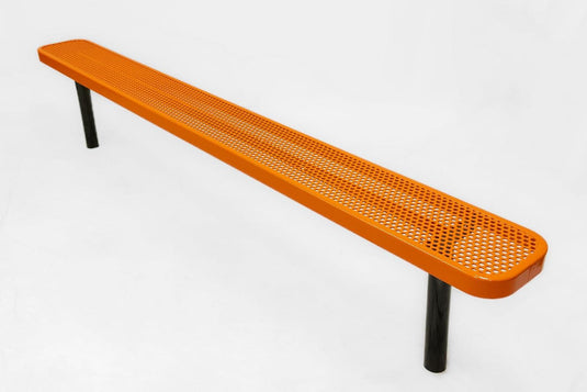 Durable Punched Steel Park Bench with Inground Mount Frame - Coated Outdoor Furniture