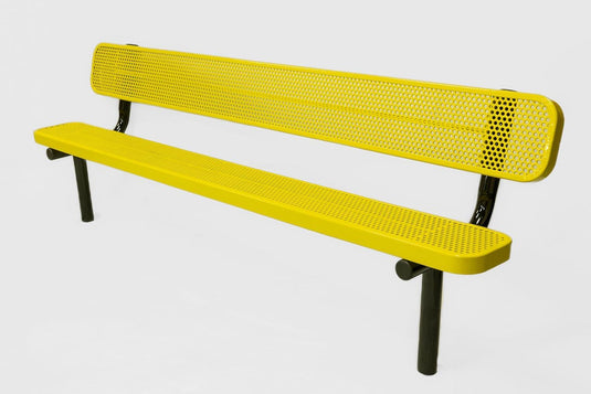 Durable Punched Steel Park Bench with Inground Mount Frame - Coated Outdoor Furniture